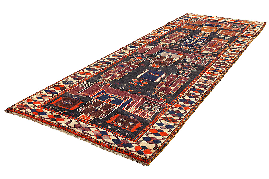 Bakhtiari - Qashqai Персийски връзван килим 441x148 - Снимка 2